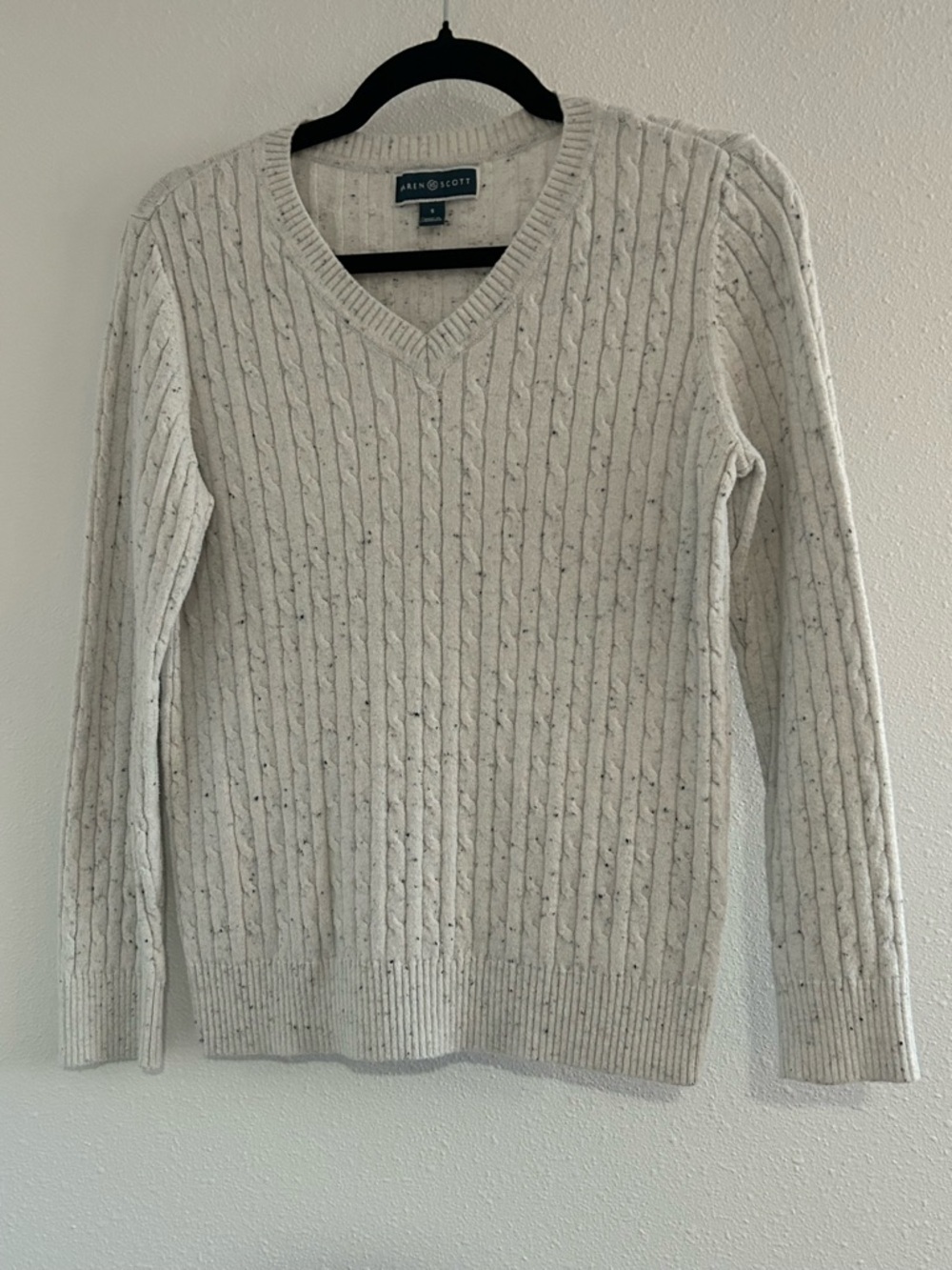 Karen Scott Fleck V-Neck Cable Knit Sweater